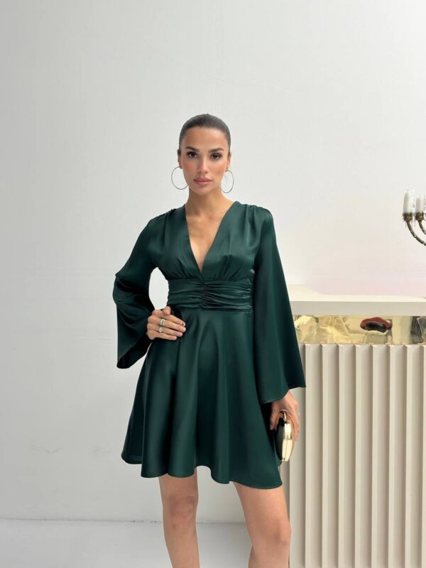 Şık Saten Mini Elbise - Görsel 5