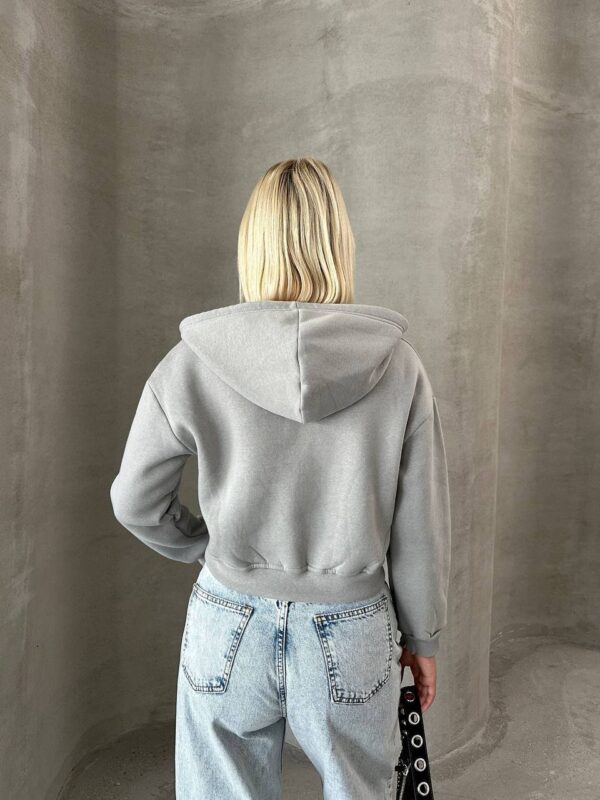 Kısa Fermuarlı Kadın Sweatshirt - Görsel 2